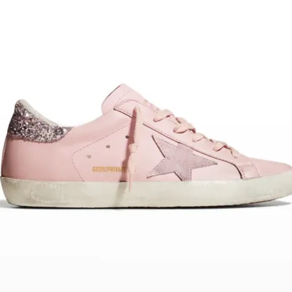 Golden Goose Shoes - Golden Goose Pink Leather Sneakers with Star Accents